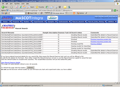 Mascot search queue