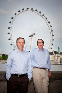 David Creasy and John Cottrell in front of the London Eye